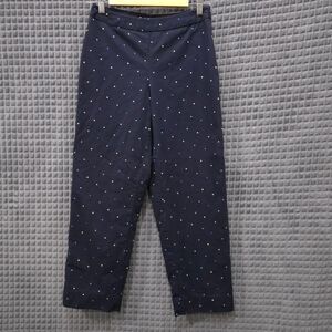 Polka Dot Ankle Pants Sz4 29x27 90s Y2K Navy Blue Cotton Comfort Dopamine Capris